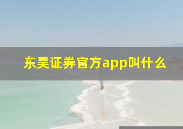 东吴证券官方app叫什么