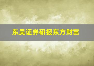 东吴证券研报东方财富