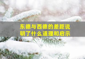 东德与西德的差距说明了什么道理和启示