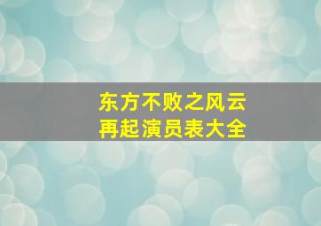 东方不败之风云再起演员表大全