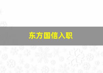 东方国信入职