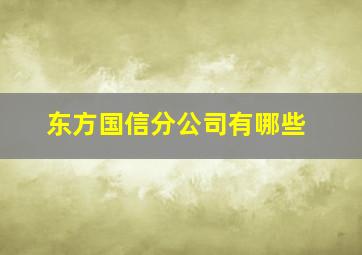 东方国信分公司有哪些