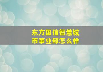 东方国信智慧城市事业部怎么样