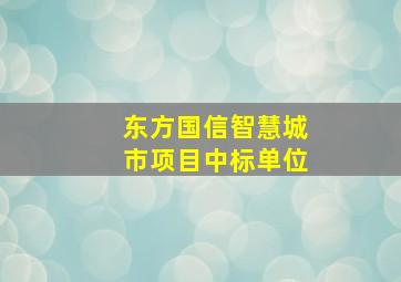 东方国信智慧城市项目中标单位