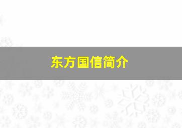 东方国信简介