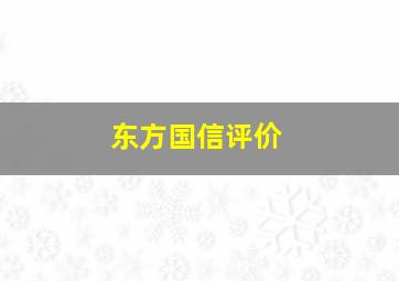 东方国信评价