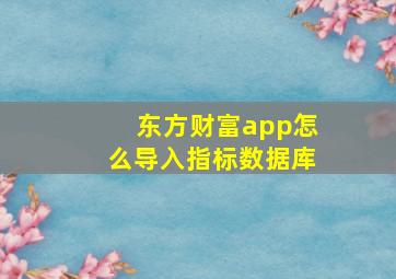 东方财富app怎么导入指标数据库