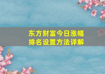 东方财富今日涨幅排名设置方法详解