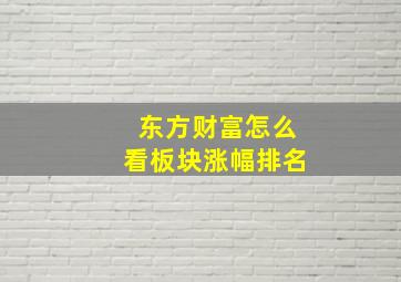 东方财富怎么看板块涨幅排名