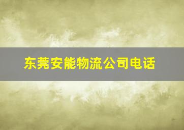 东莞安能物流公司电话