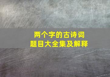 两个字的古诗词题目大全集及解释