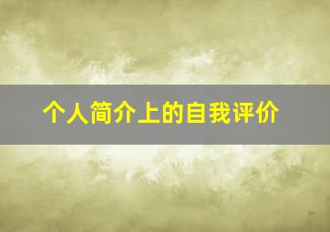 个人简介上的自我评价