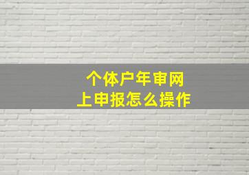 个体户年审网上申报怎么操作