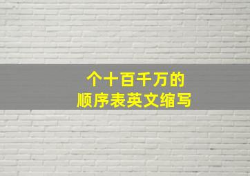 个十百千万的顺序表英文缩写