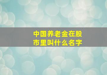 中国养老金在股市里叫什么名字