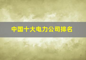 中国十大电力公司排名