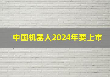 中国机器人2024年要上市