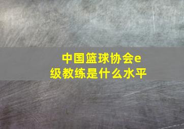 中国篮球协会e级教练是什么水平