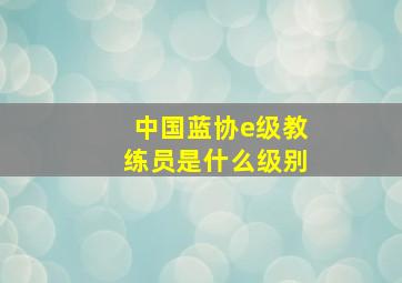 中国蓝协e级教练员是什么级别