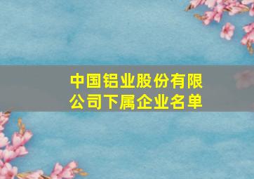 中国铝业股份有限公司下属企业名单