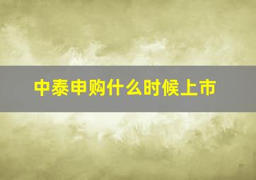 中泰申购什么时候上市