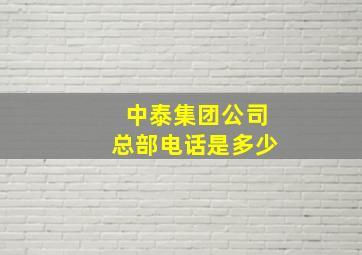 中泰集团公司总部电话是多少