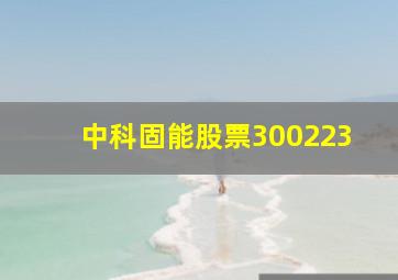 中科固能股票300223