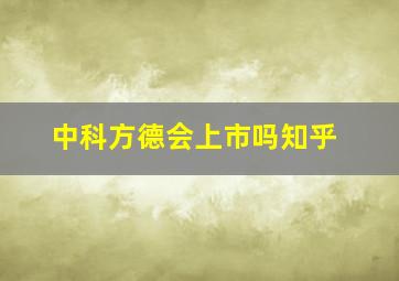 中科方德会上市吗知乎