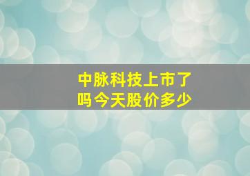 中脉科技上市了吗今天股价多少