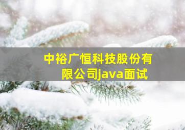 中裕广恒科技股份有限公司java面试