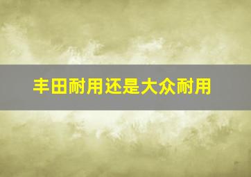 丰田耐用还是大众耐用