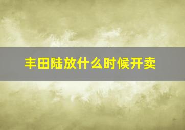 丰田陆放什么时候开卖