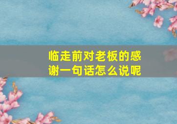 临走前对老板的感谢一句话怎么说呢