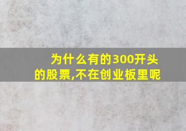 为什么有的300开头的股票,不在创业板里呢