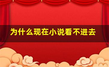 为什么现在小说看不进去