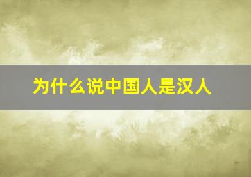 为什么说中国人是汉人