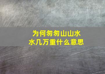 为何匆匆山山水水几万重什么意思