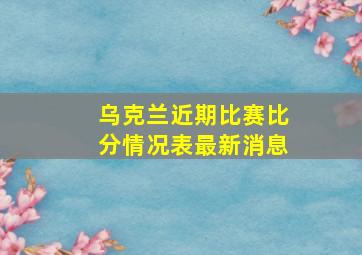 乌克兰近期比赛比分情况表最新消息