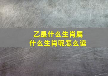 乙是什么生肖属什么生肖呢怎么读