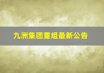 九洲集团重组最新公告