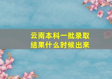 云南本科一批录取结果什么时候出来