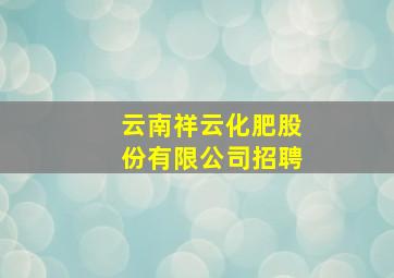 云南祥云化肥股份有限公司招聘