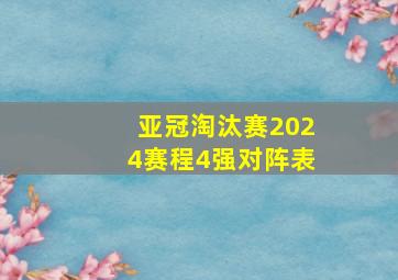 亚冠淘汰赛2024赛程4强对阵表