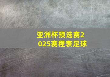 亚洲杯预选赛2025赛程表足球