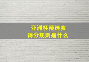 亚洲杯预选赛得分规则是什么