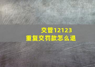 交管12123重复交罚款怎么退