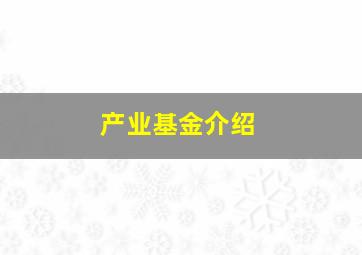 产业基金介绍