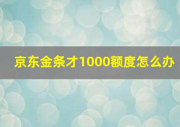 京东金条才1000额度怎么办