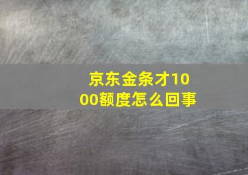 京东金条才1000额度怎么回事