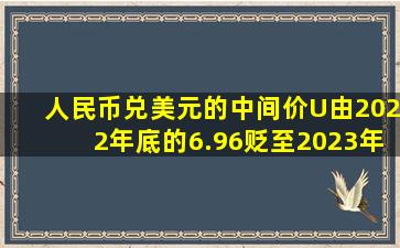 人民币兑美元的中间价U由2022年底的6.96贬至2023年